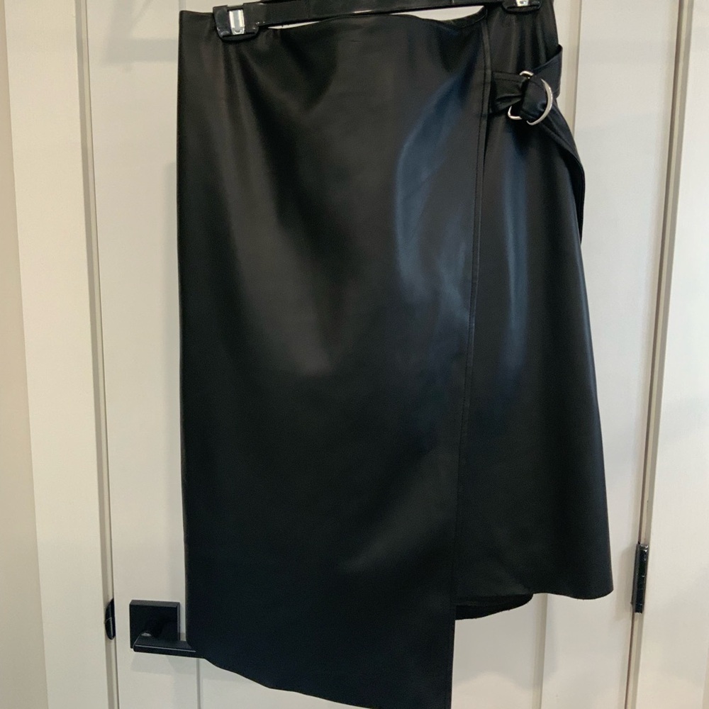 Black Pleather Wrap Skirt